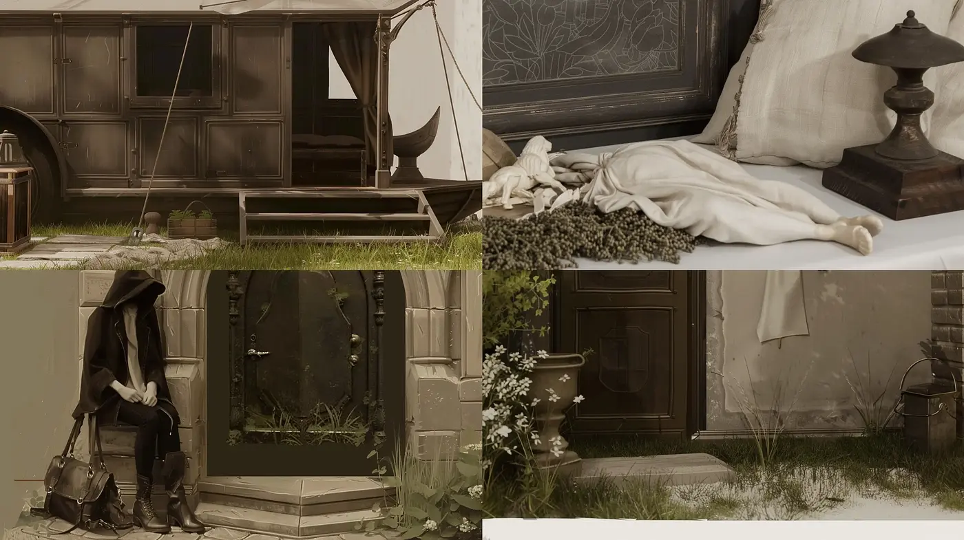 Monochromatic Sepia Tones and Textured Nostalgia - Midjourney sref style