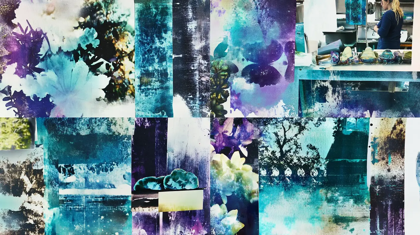 Ethereal Indigo Brushwork: Textured Glimpses into a Dreamlike Abstraction - Midjourney sref style