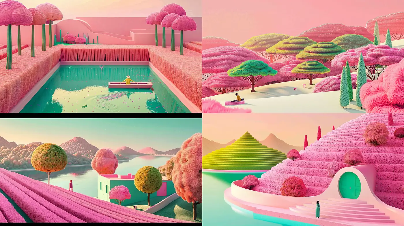Surreal Pastel Dreamscapes: A Homage to Synthesized Reality - Midjourney sref style