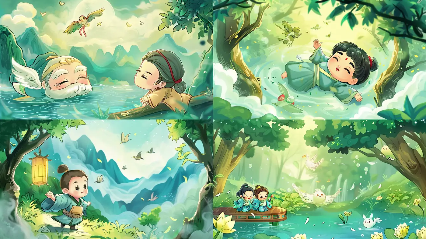Enchanted Whimsical Nature: An Evergreen Fantasy Illustration Series - Midjourney sref style