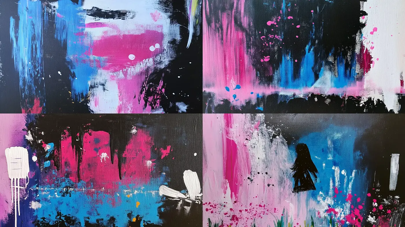 Abstract Expressionist Reverie with a Vibrant Twist - Midjourney sref style