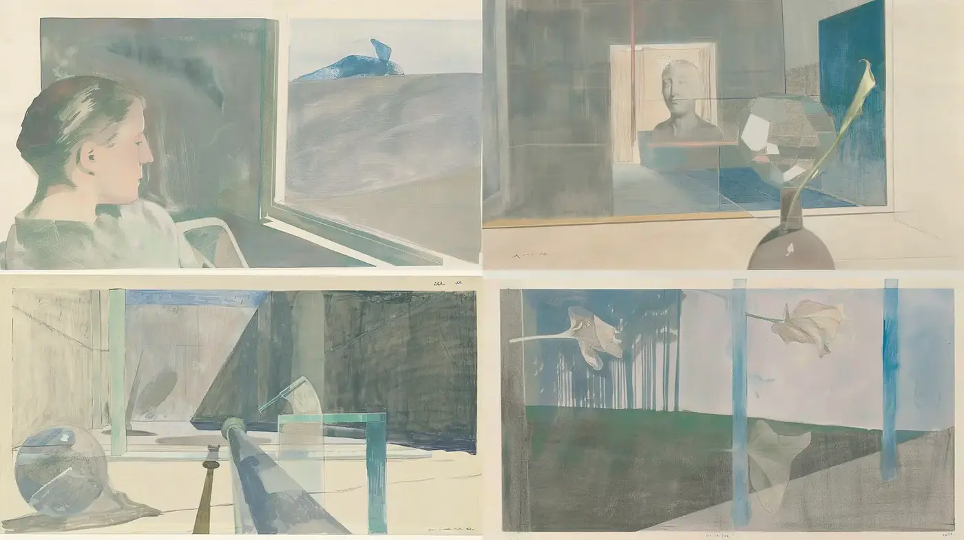 Ethereal exploration of shape and form through muted pastel tones - Midjourney sref style