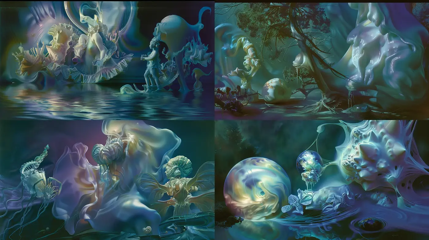 Surreal Dreamscapes in Ethereal Hues - Midjourney sref style