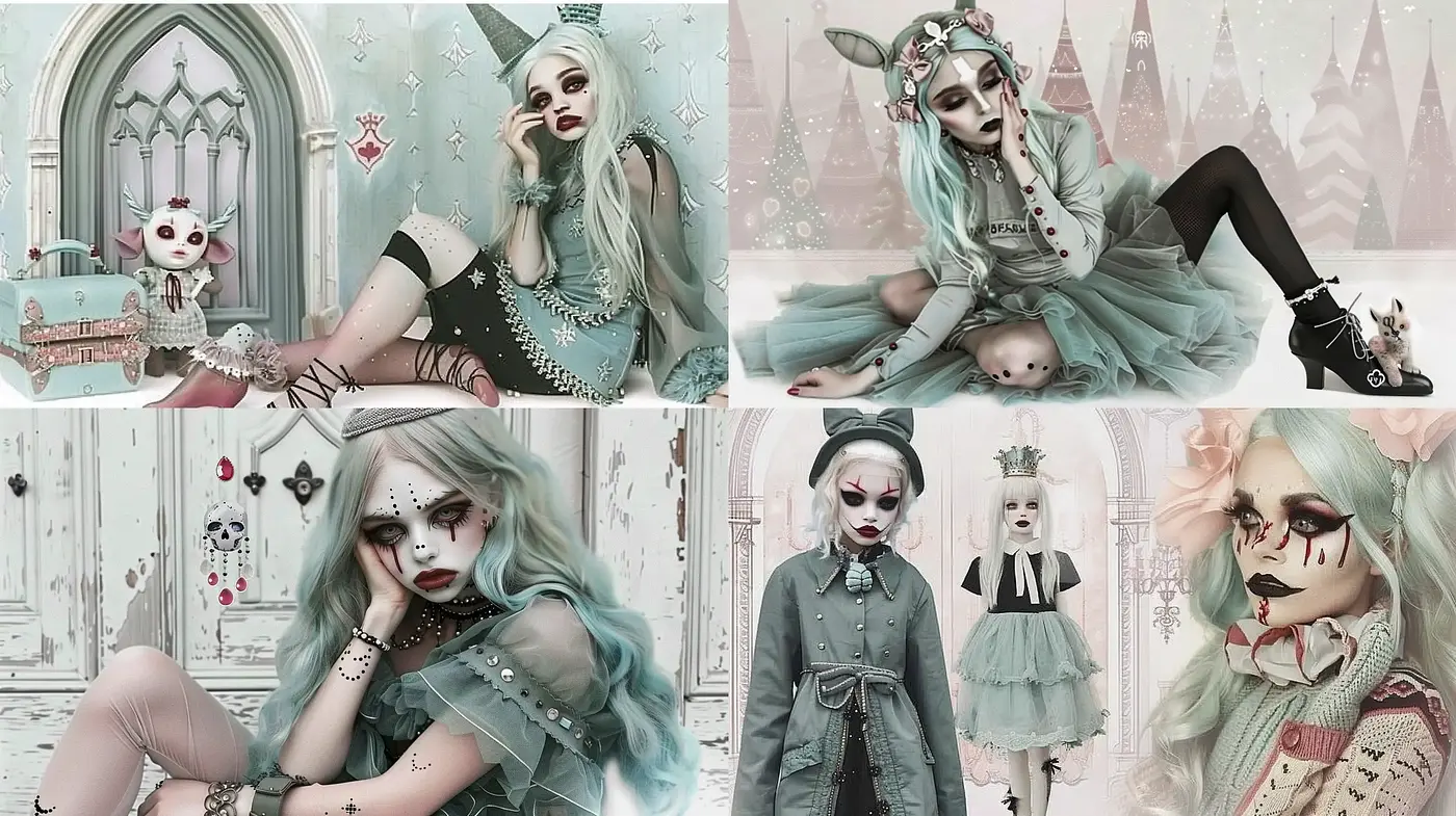 Ethereal Gothic Elegance in Monochrome and Pastel - Midjourney sref style
