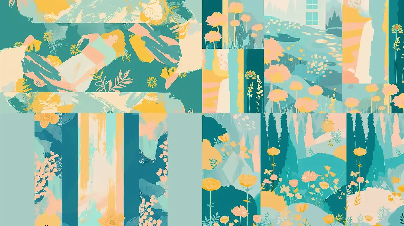 Vibrant and Playful Nature-inspired Aesthetic with Vintage Influences - Midjourney sref style