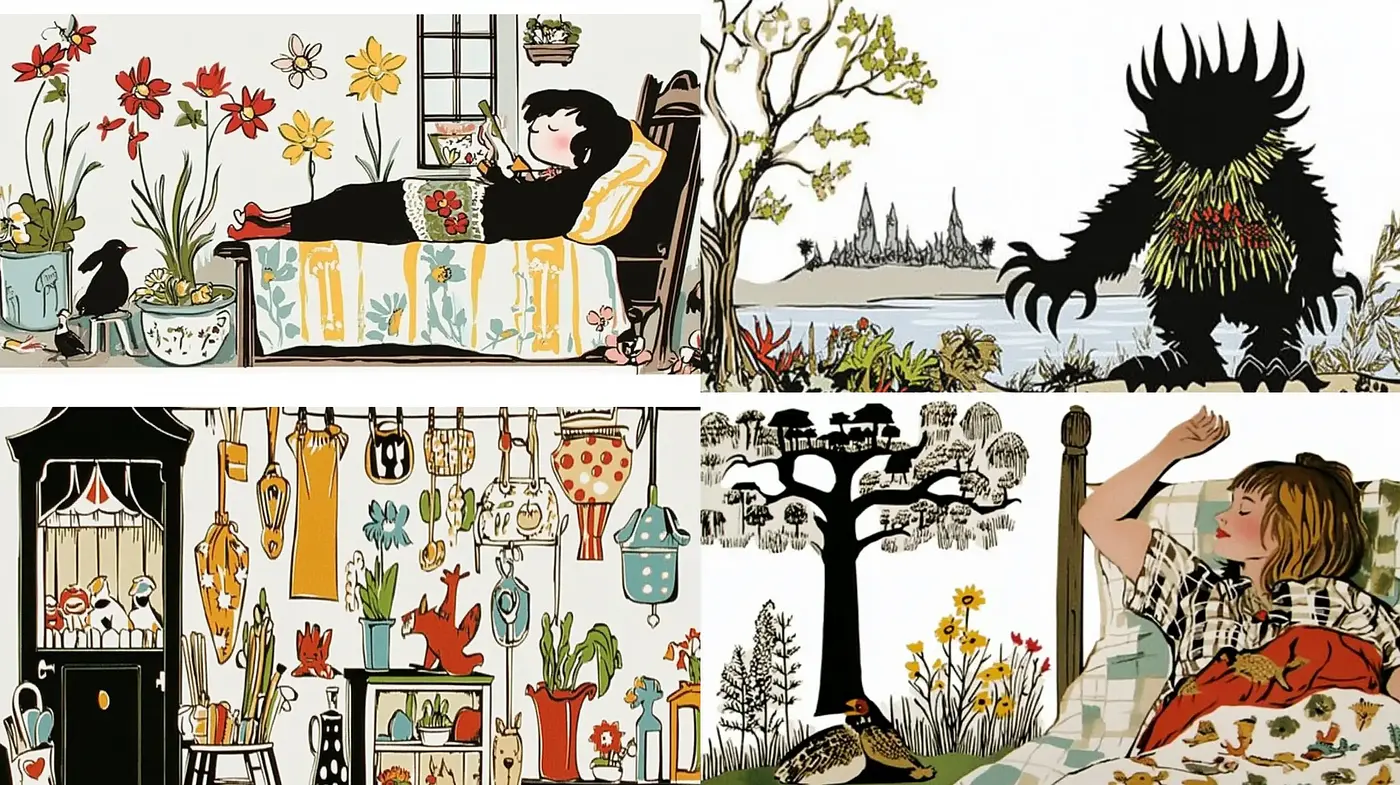Eclectic Botanicals with Folk Art Essence - Midjourney sref style
