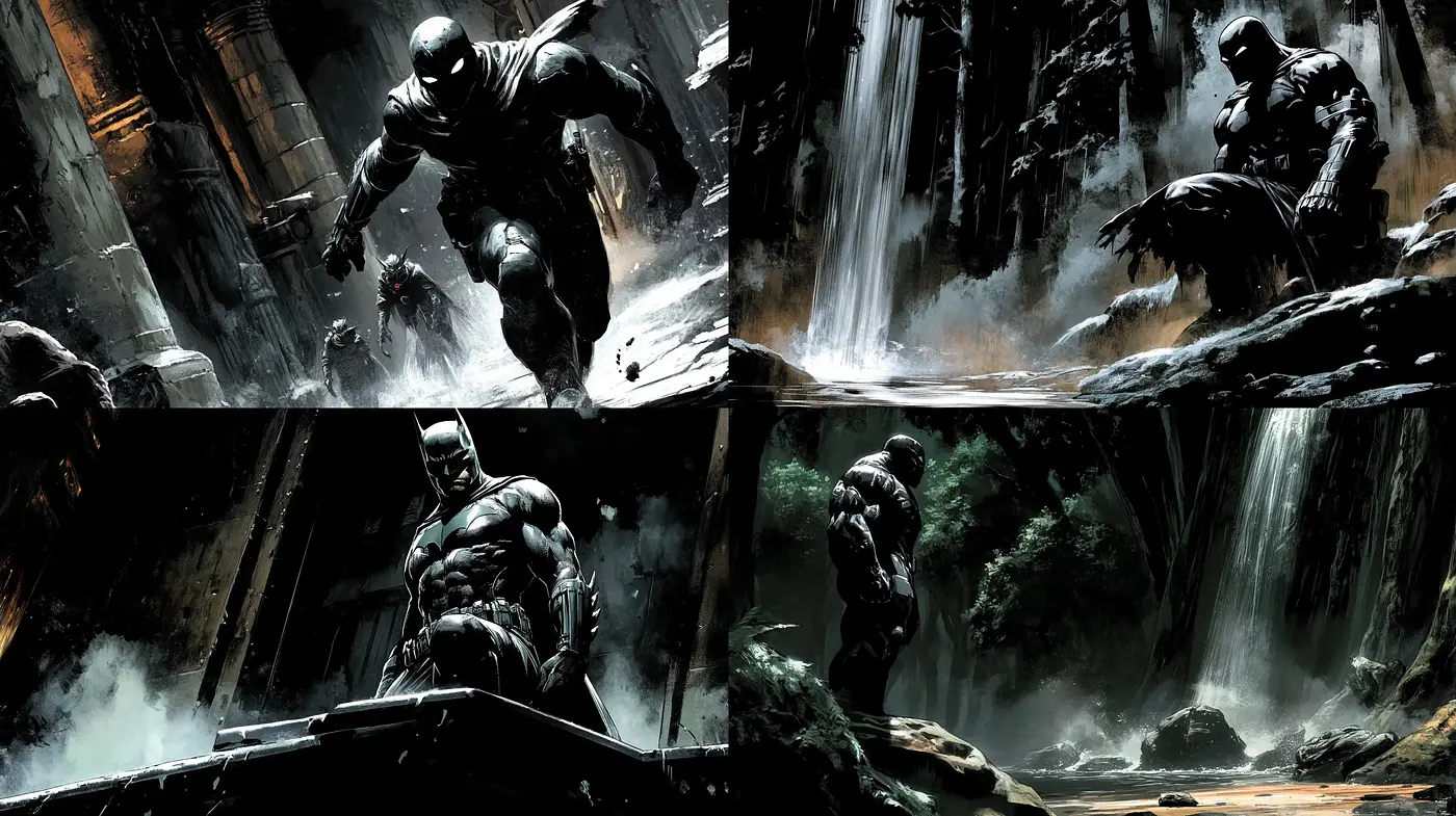 Gritty Dynamic Monochrome: A Fusion of Realism and Graphic Novel Artistry - Midjourney sref style