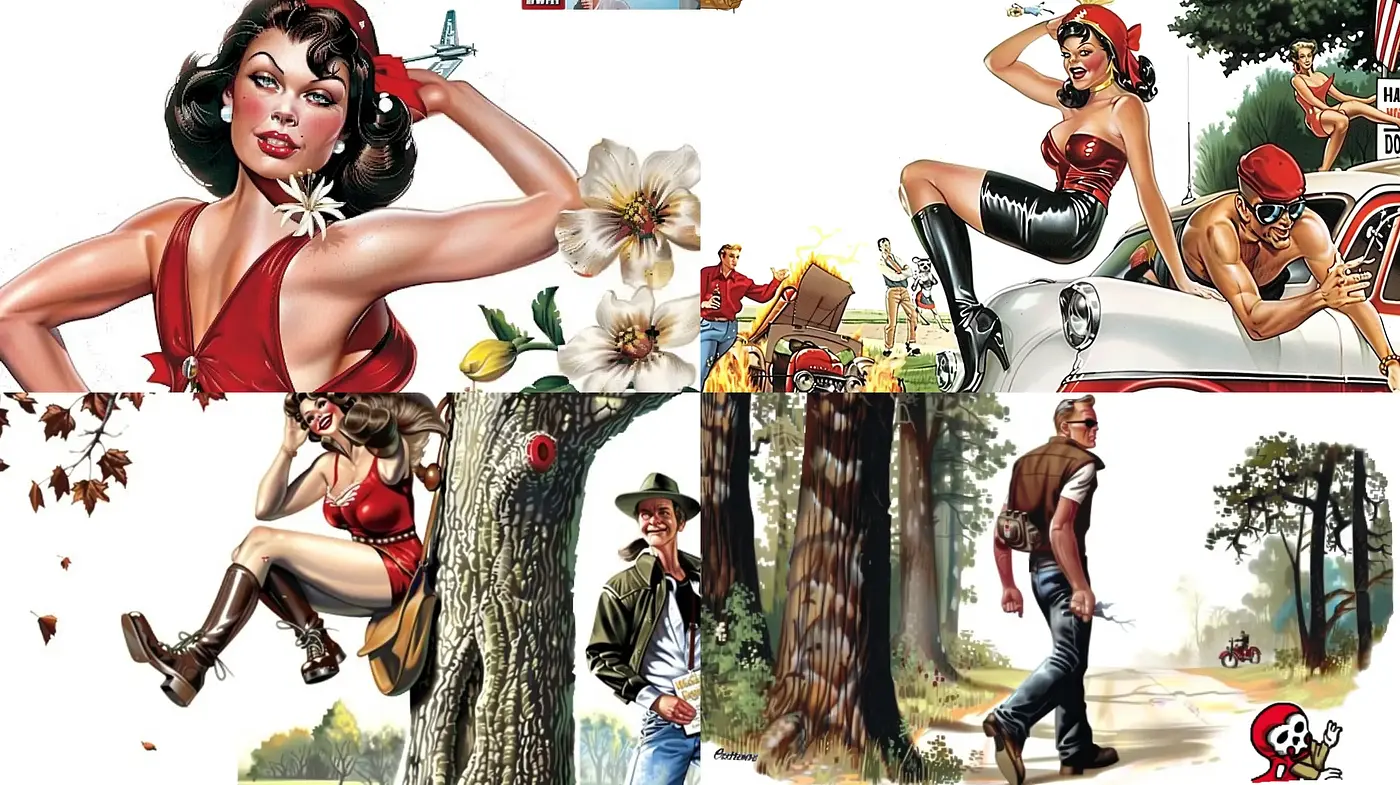 Nostalgic Americana with a Pin-up Rendition - Midjourney sref style