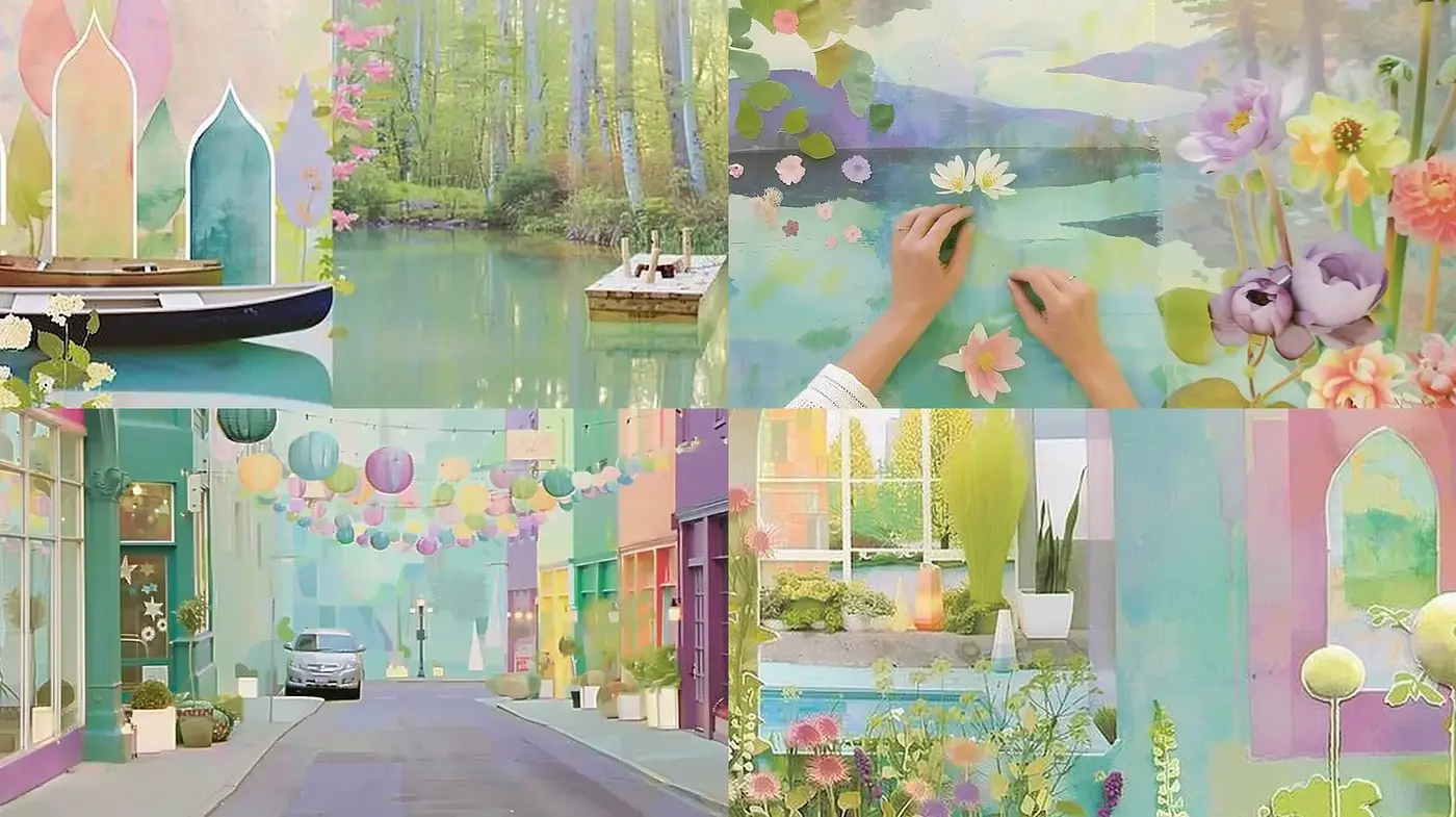 Serene and Colorful Whimsy with Organic Elements - Midjourney sref style
