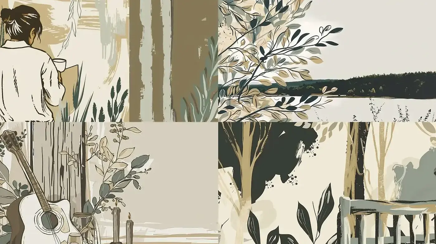 Soft and Natural Illustrative Style with Earthy Tones - Midjourney sref style