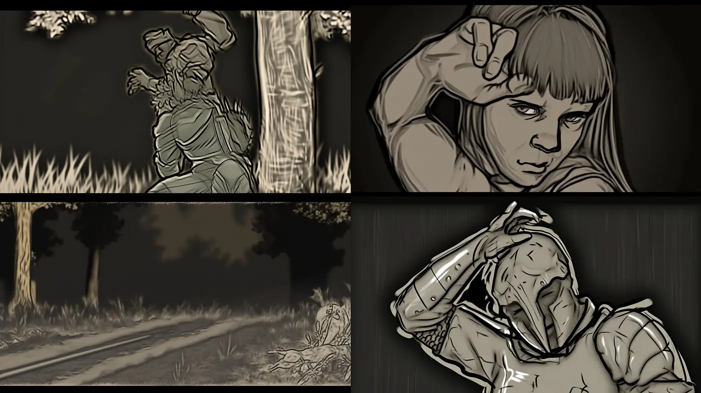 Monochromatic Nostalgia: Shadows and Sketches in Sepia and Graphite - Midjourney sref style