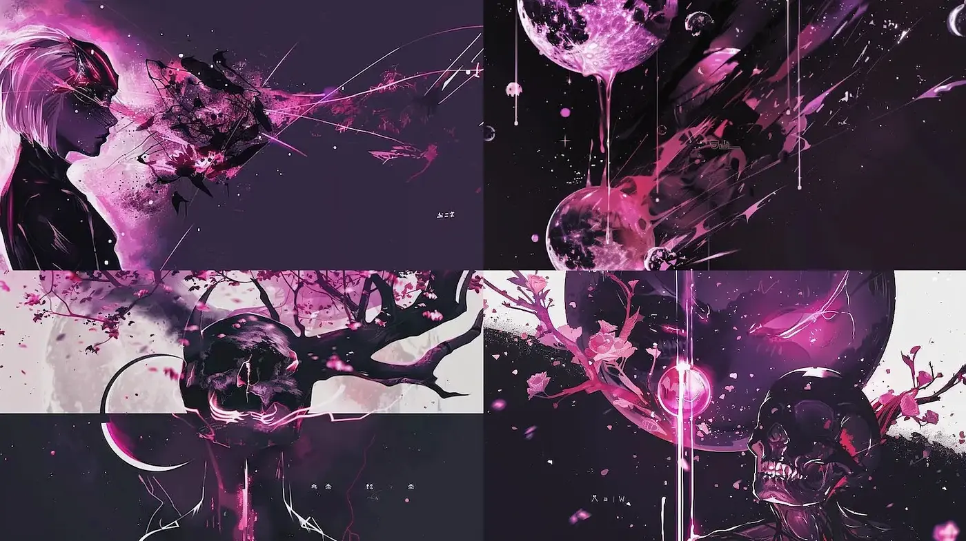 Dynamic and Ethereal Digital Artwork Blending Cosmic Elements and Abstract Portraiture - Midjourney sref style