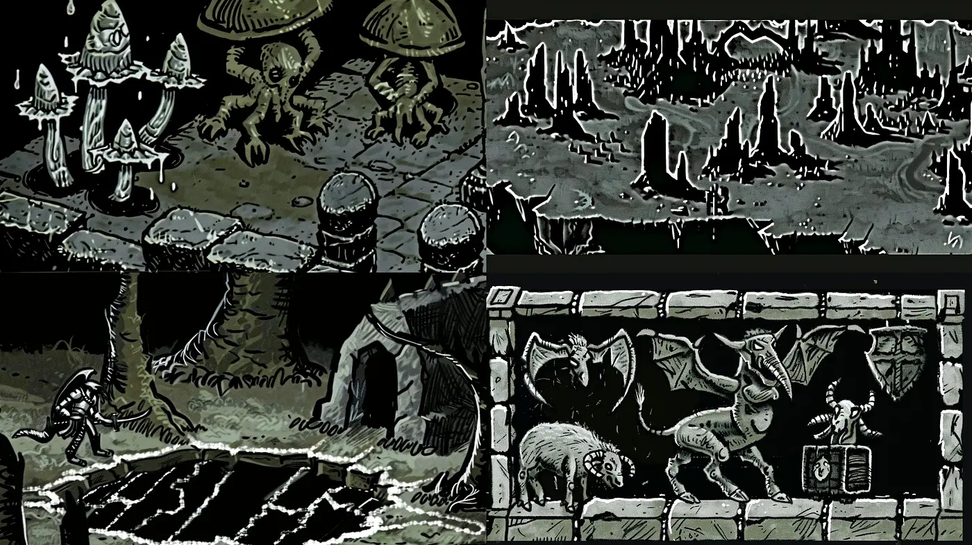 Gothic Noir Etchings of Fantastical Realms - Midjourney sref style