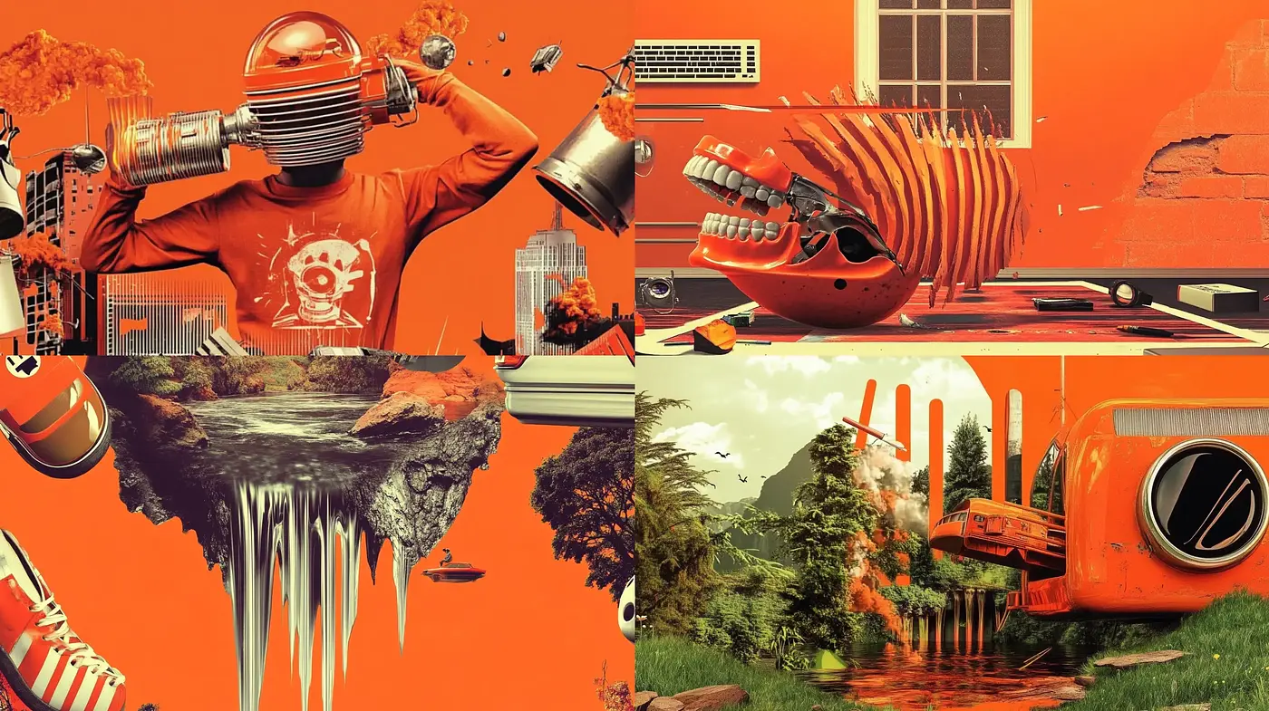 Surrealistic Autumn Hues with Retrofuturistic Vibe - Midjourney sref style