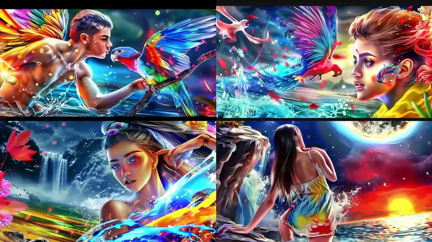 Luminous Fantasia: A Dazzling Blend of Vivid Hues and Surreal Imagery - Midjourney sref style