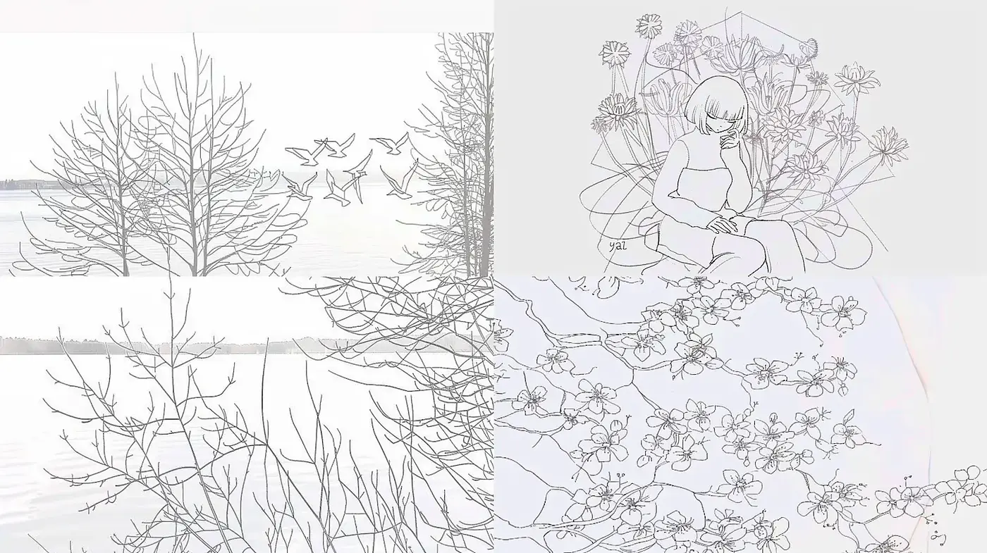Delicate Illustrative Style with Nature Themes - Midjourney sref style