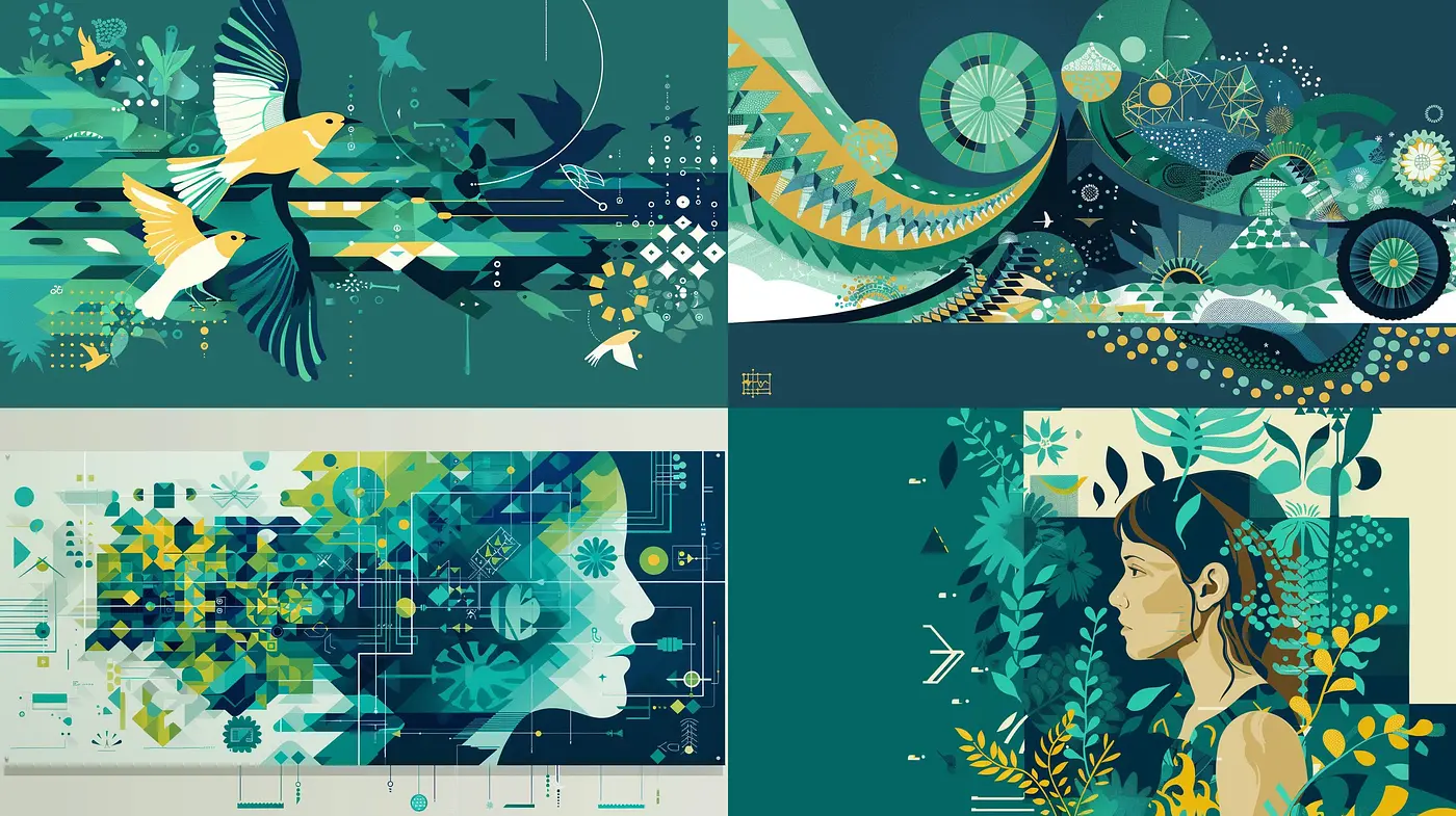 Geometric Botanical Dreamscape: A Synthesis of Nature and Abstract Geometry - Midjourney sref style