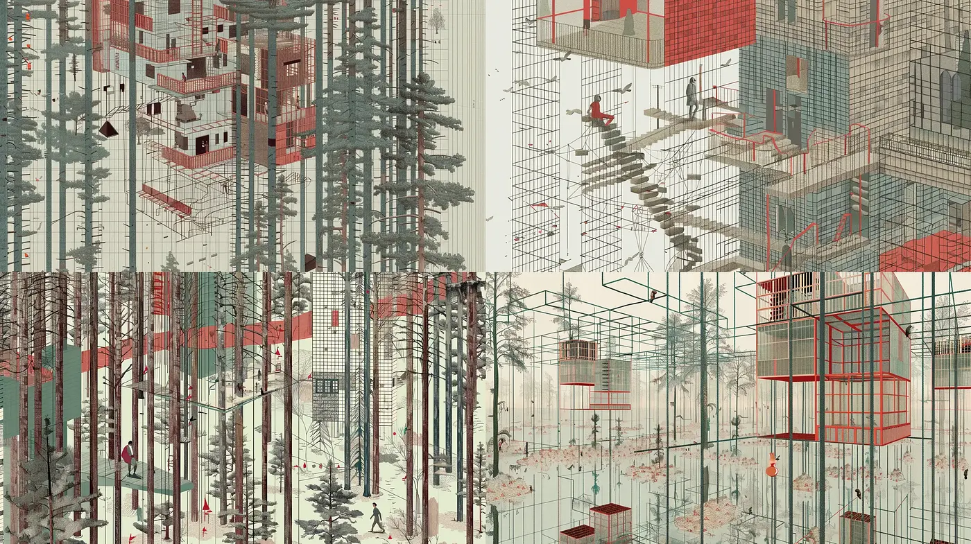 Architectural Fusion of Organic and Geometric Forms - Midjourney sref style