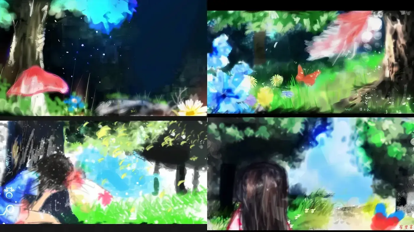 Whimsical Dreamscapes with Lush Flora and Playful Colors - Midjourney sref style