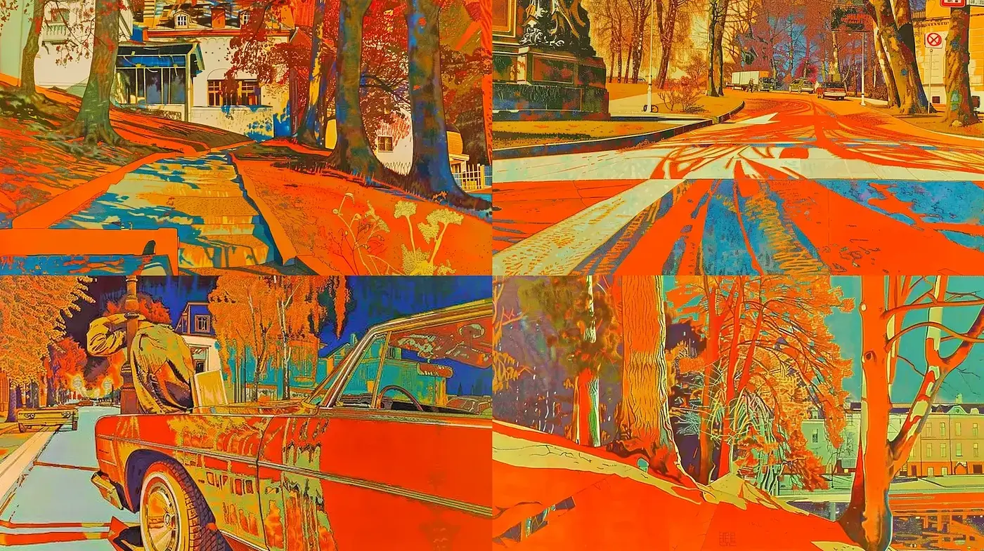 Vividly Textured Retro Scenes with a Modern Twist - Midjourney sref style