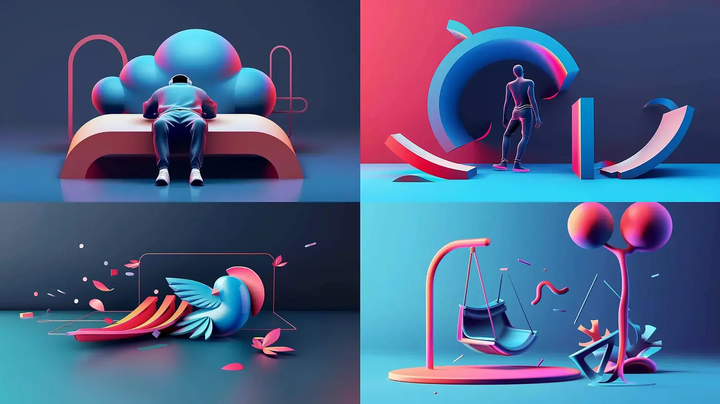 Surreal Dreamscapes in Vivid Neon: A Homage to Futuristic Abstraction - Midjourney sref style