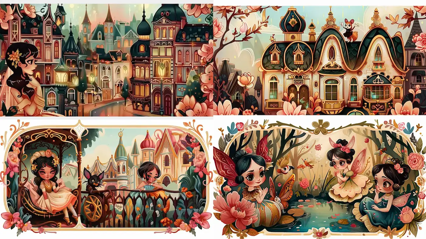 Charming Whimsical Fantasy with Victorian Influences - Midjourney sref style