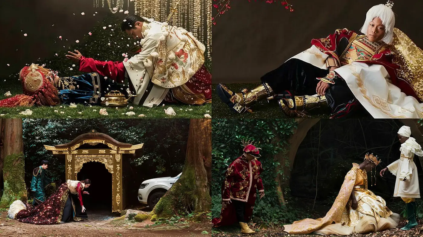 Baroque Elegance Meets Enchanted Forest Tales - Midjourney sref style