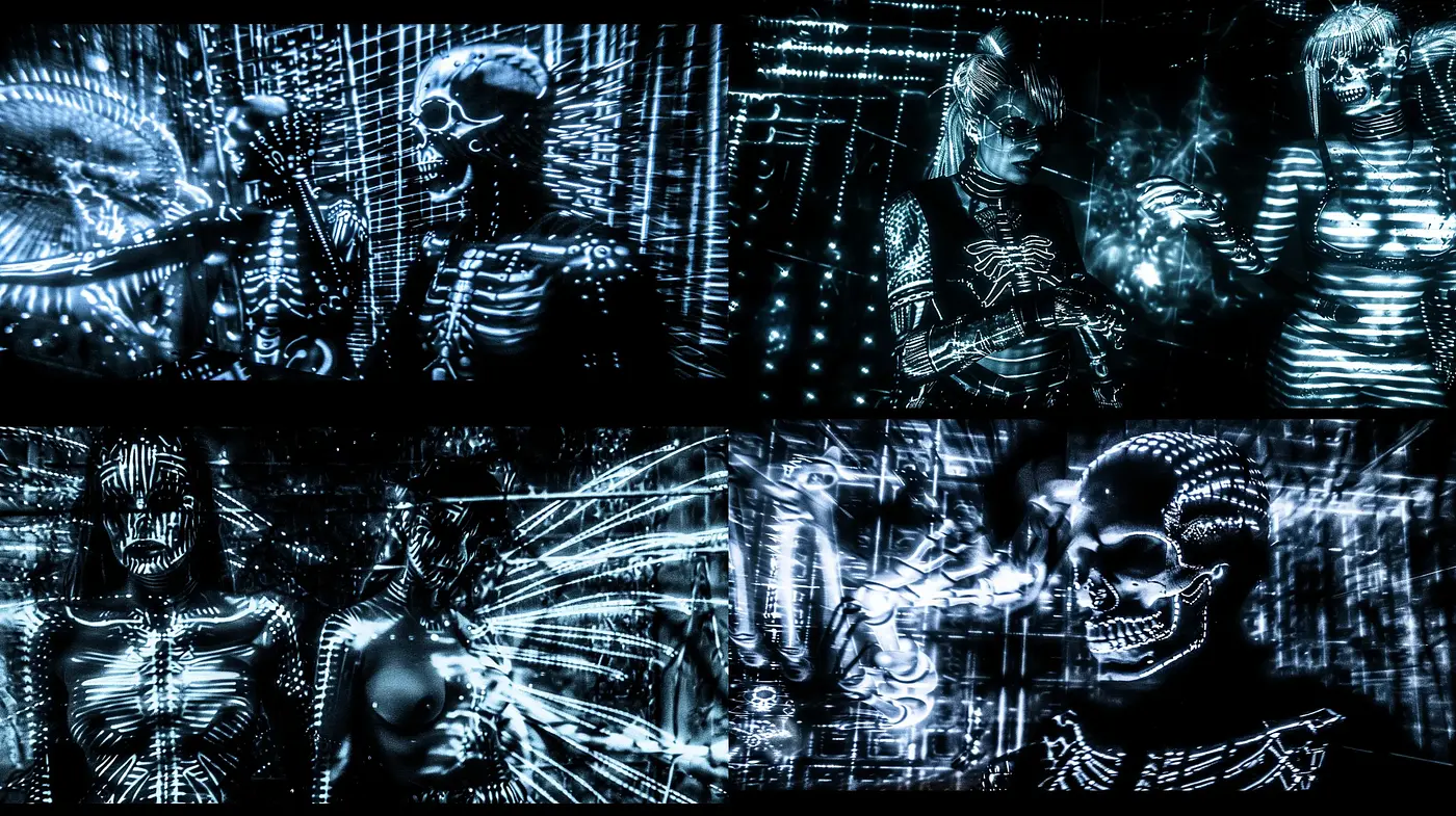 Cybernetic Requiem: The Luminous Symphony of Digital Souls - Midjourney sref style