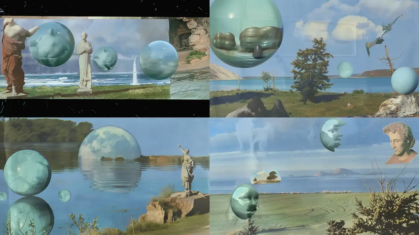 Ethereal Surreal Landscapes with Classical Elements and a Dreamlike Atmosphere - Midjourney sref style