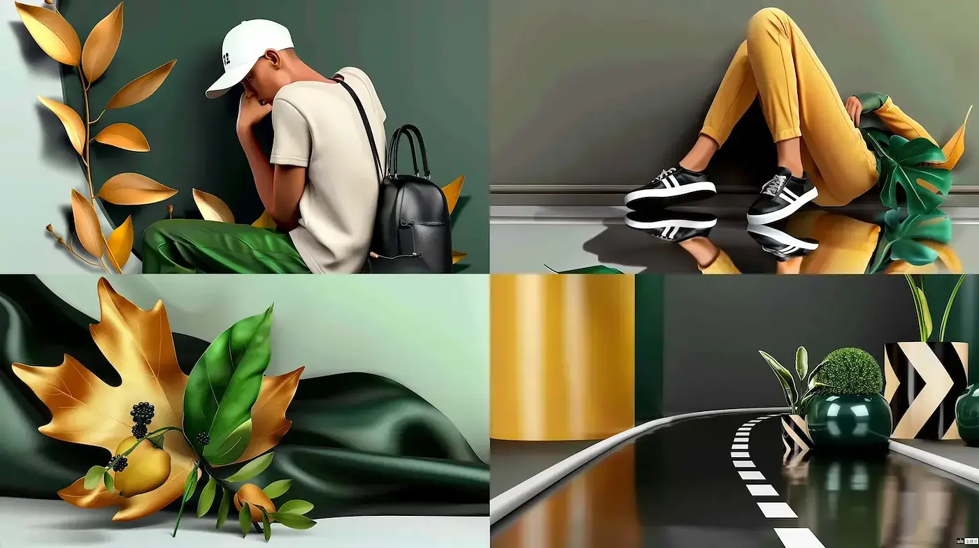 Sleek Contemporary Fusion with Botanical Motifs - Midjourney sref style