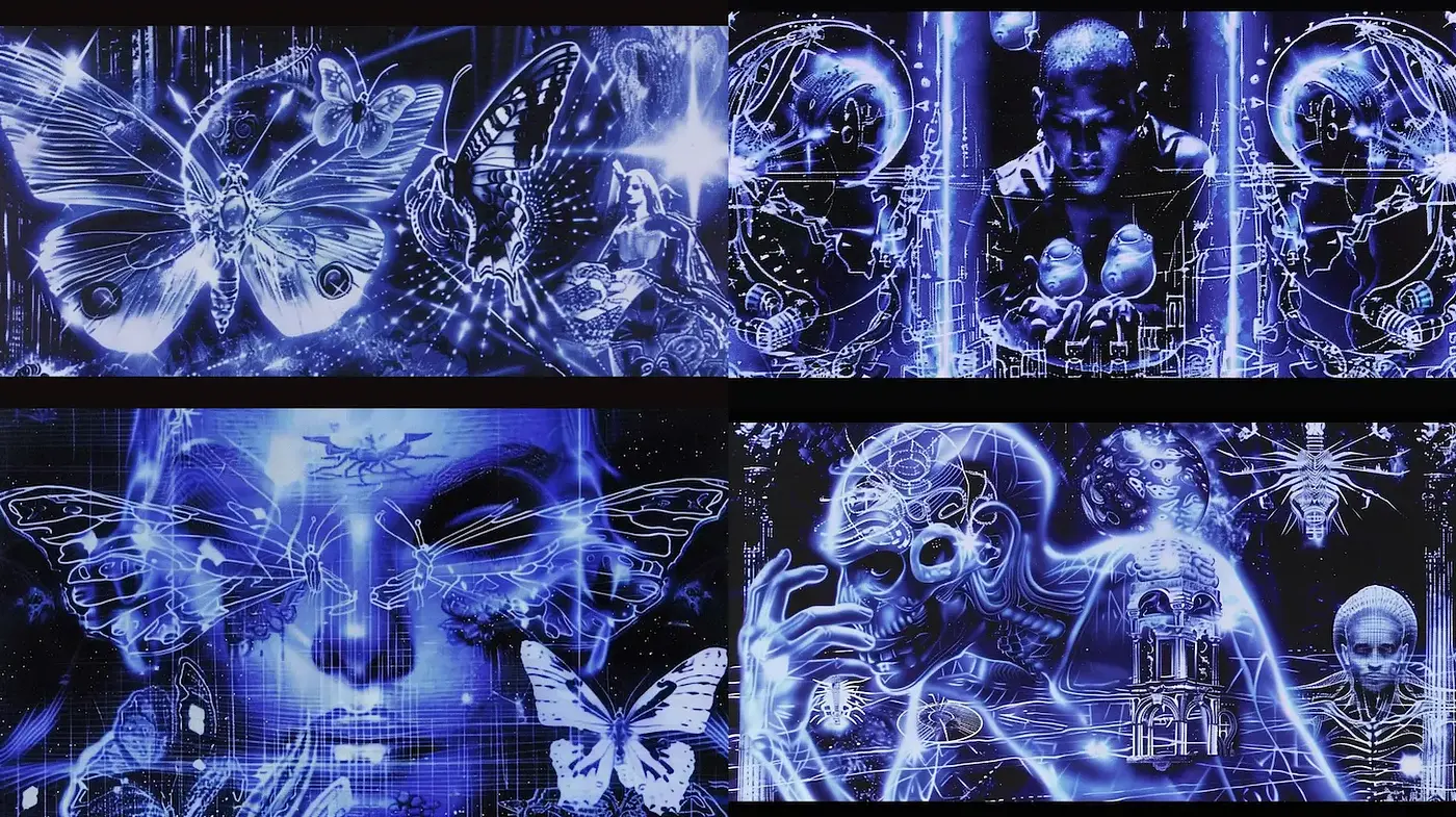 Intricate Visual Fusion of Digital and Organic Elements Infused with Sci-Fi Aesthetics - Midjourney sref style