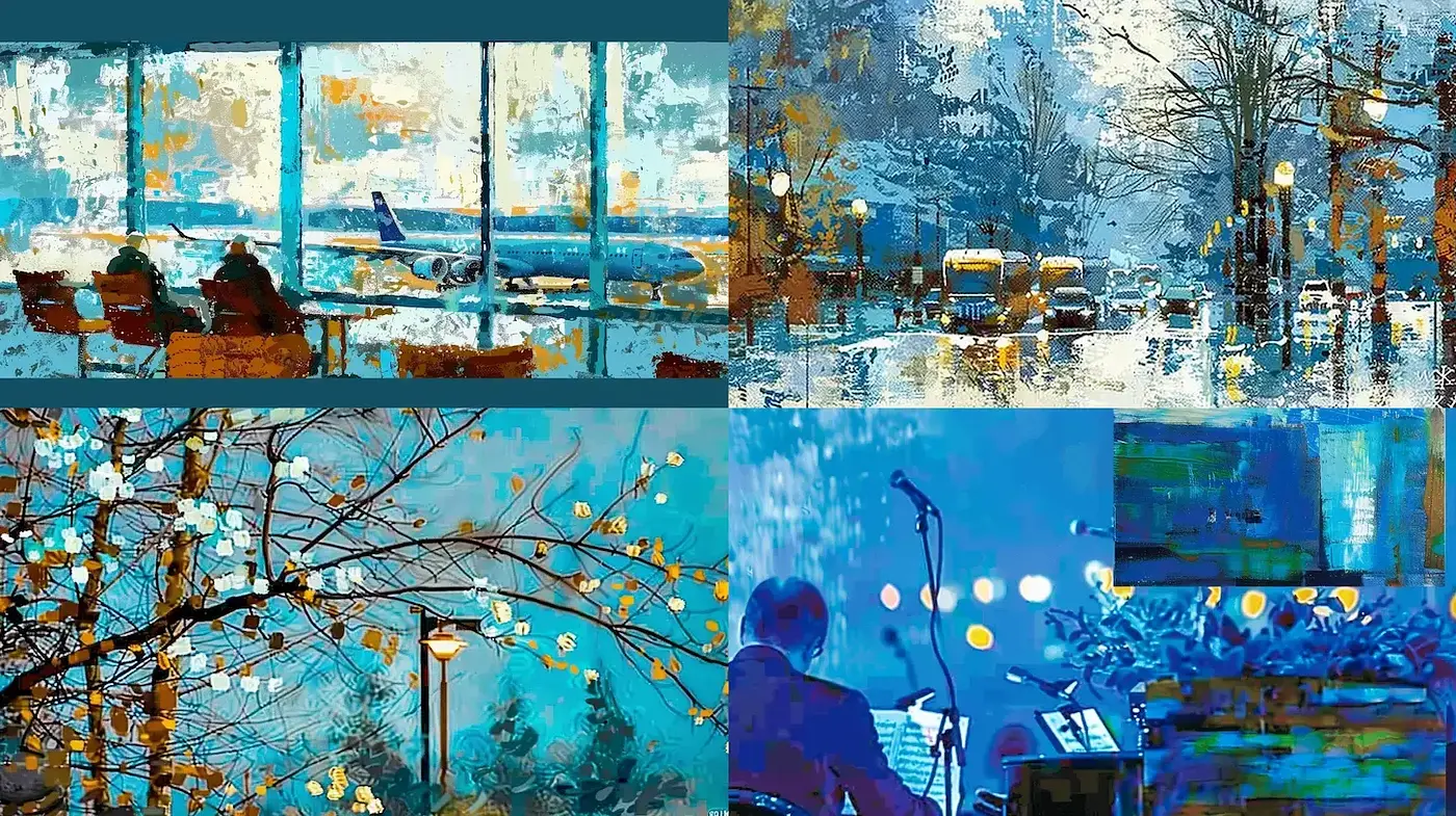 Vibrant Blue Whimsy with Textural Depth - Midjourney sref style