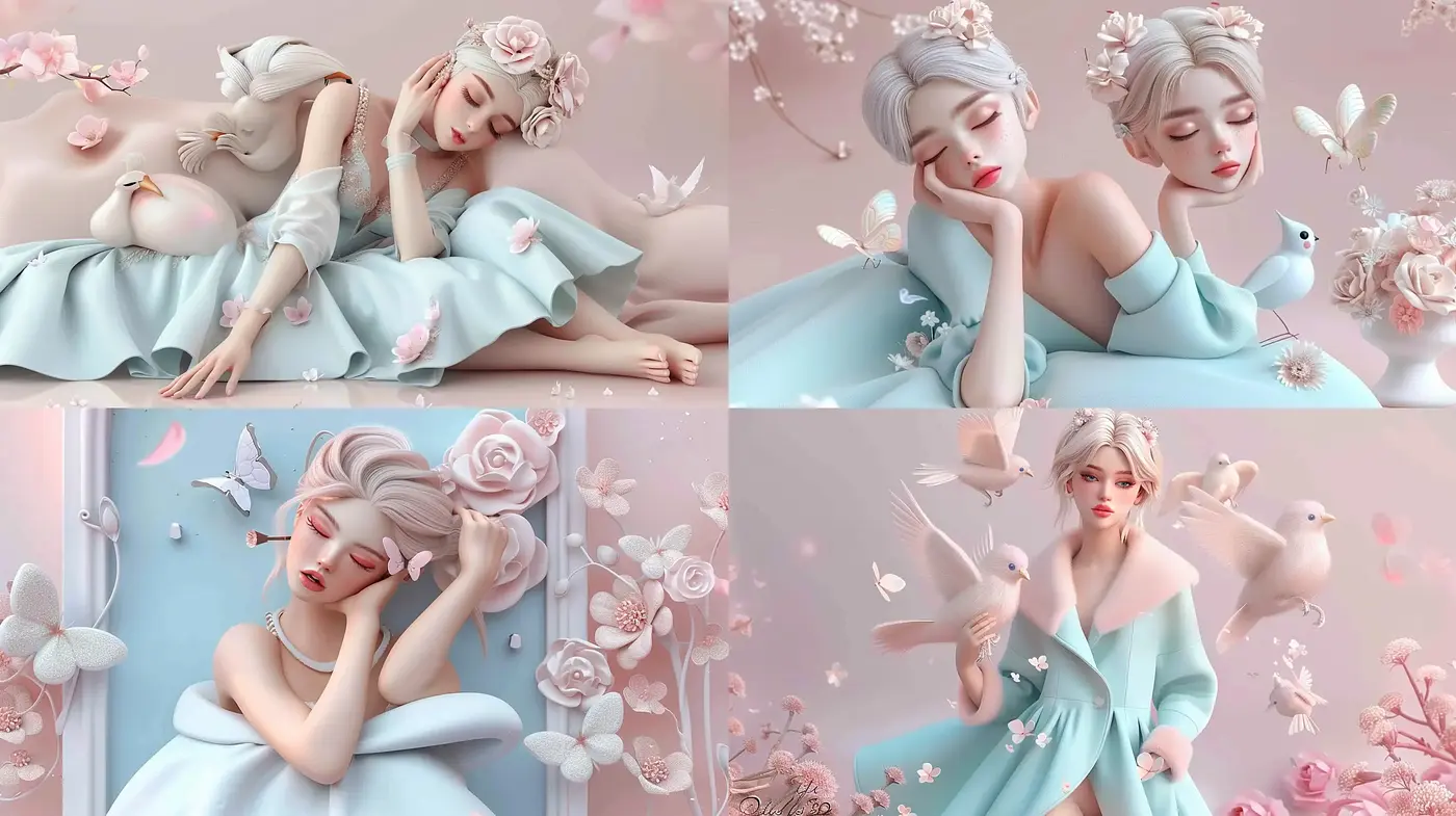 Ethereal Pastel Dreamscape with Surreal Elegance - Midjourney sref style