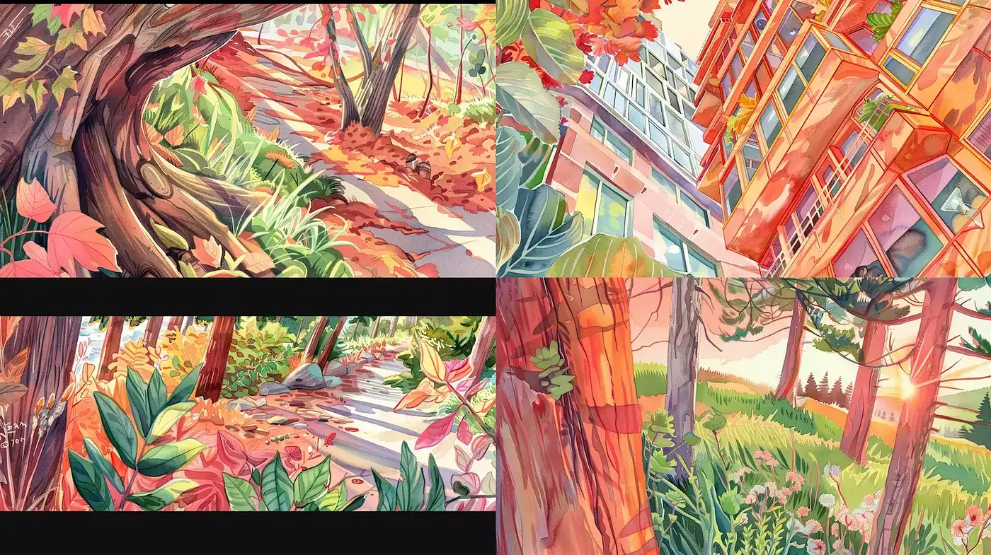 Vibrant and Whimsical Illustrations with a Nature-Inspired Aesthetic - Midjourney sref style