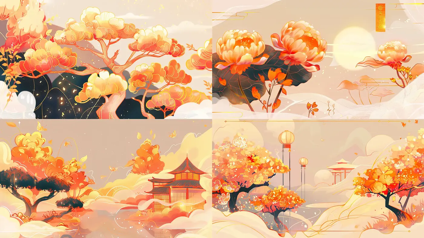 Autumnal Dreamscape: A Harmonious Fusion of East Asian Aesthetics and Modern Digital Art - Midjourney sref style