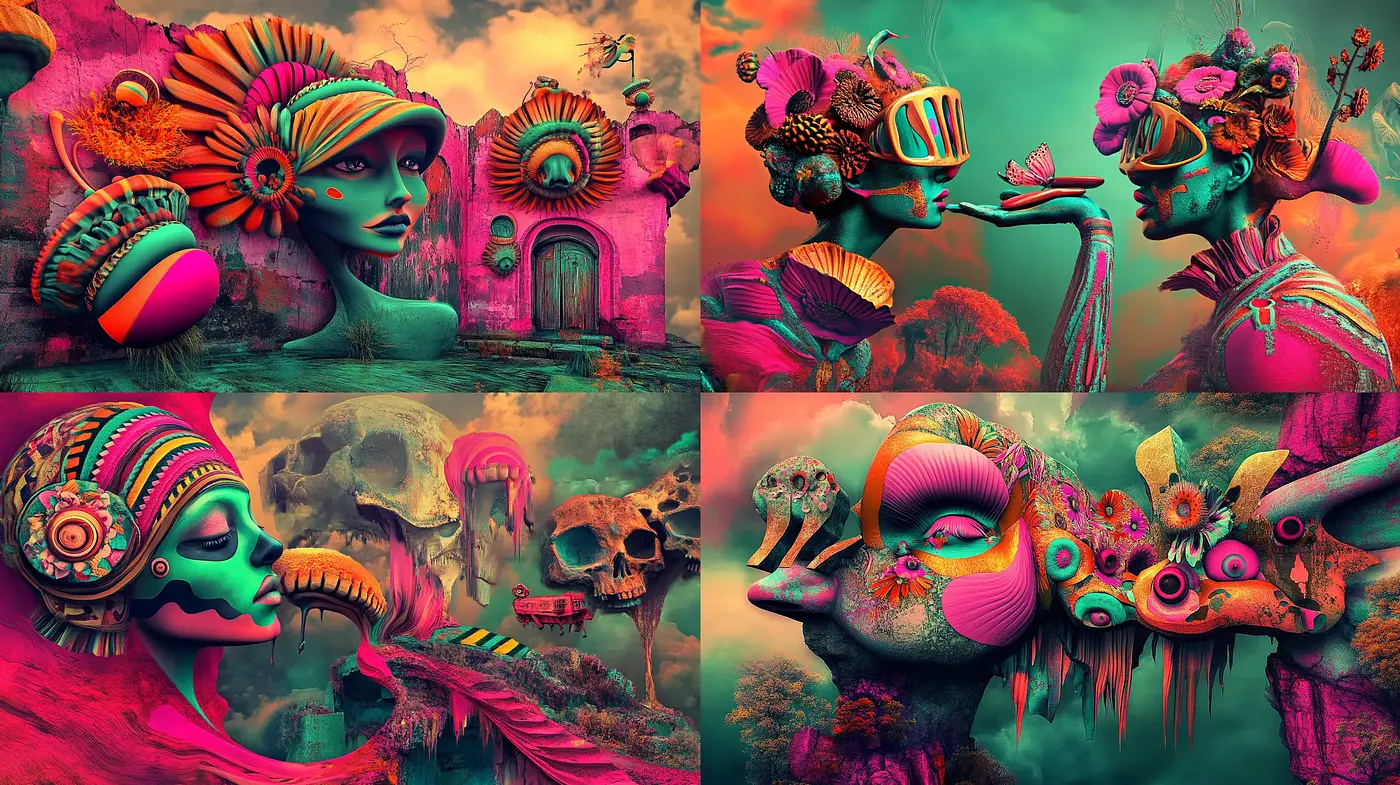 Surreal Carnival of Chromatic Dreams - Midjourney sref style