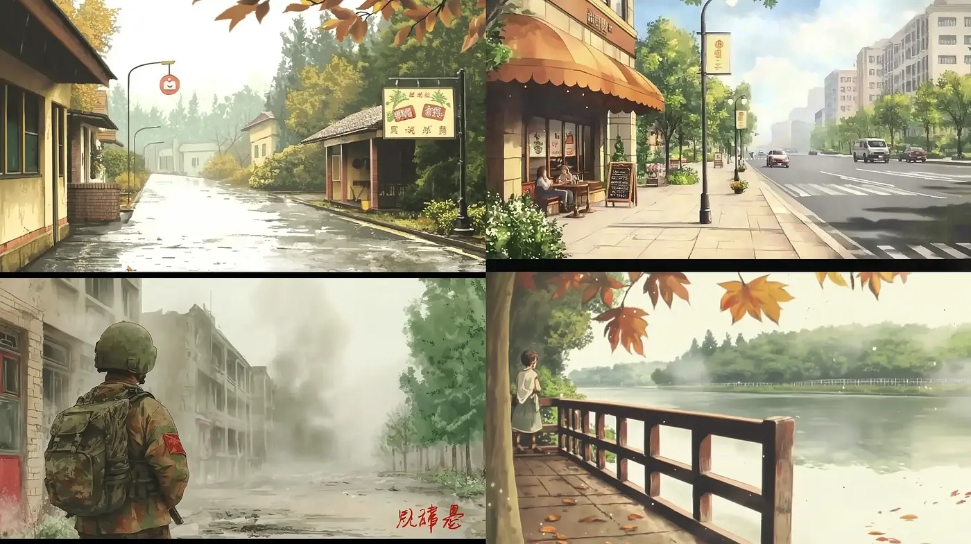 Serene and Wistful Reflections of Urban Tranquility - Midjourney sref style