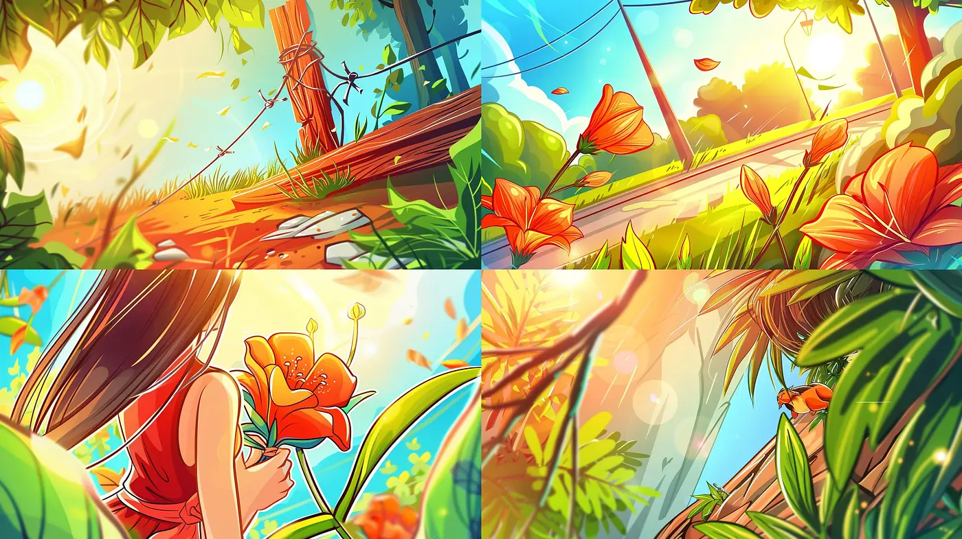 Sun-drenched Vivid Landscape Illustrations - Midjourney sref style
