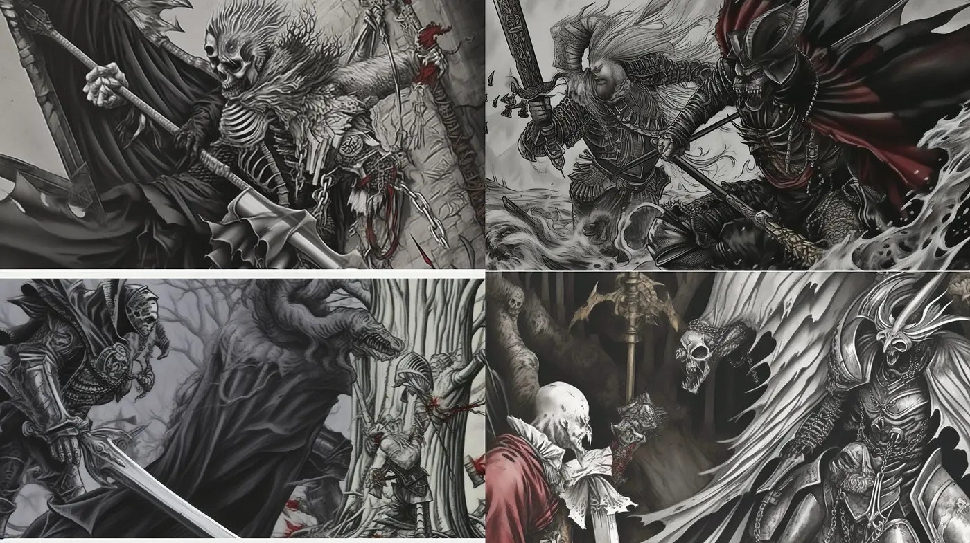 Monochromatic Dreamscapes with Surrealistic Gothic Influence - Midjourney sref style