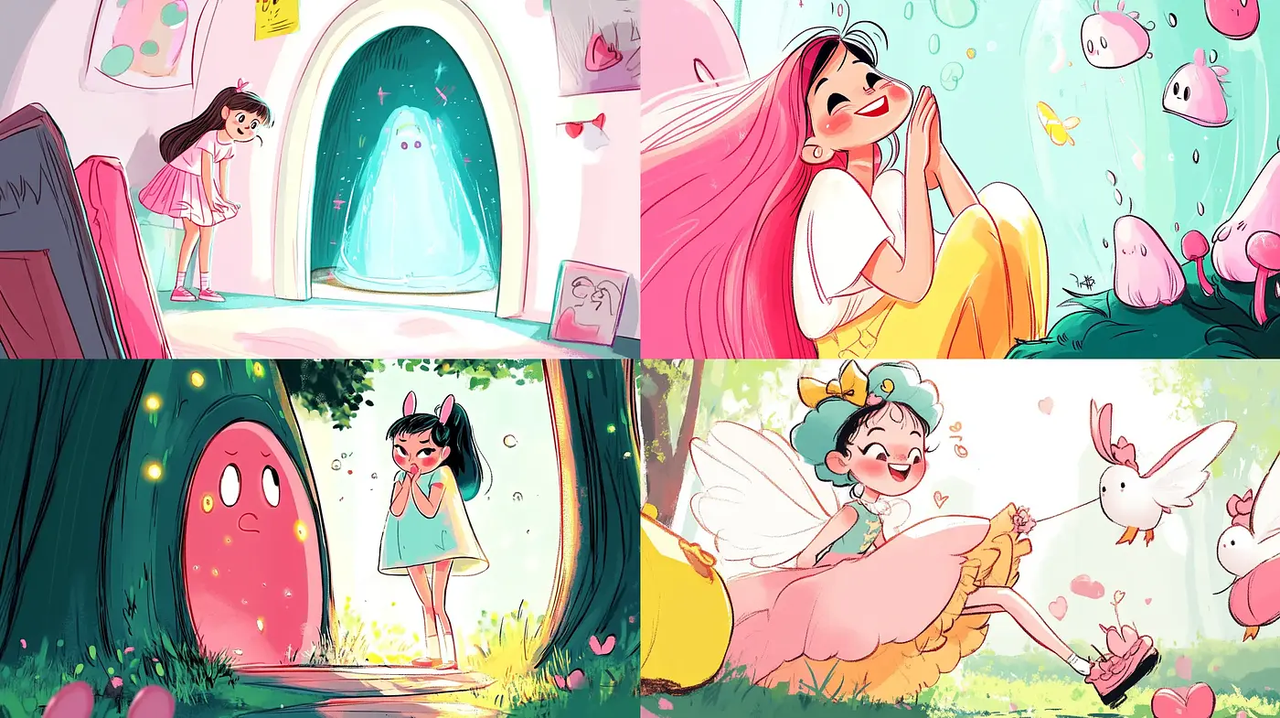 Whimsical Fairy Tale Dreamscape in Vivid Pastels - Midjourney sref style