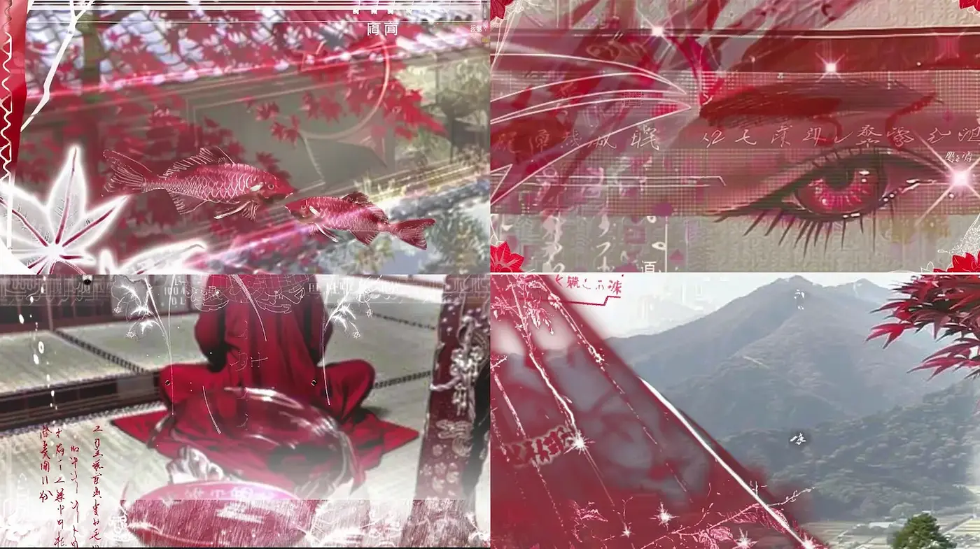 Visually Striking Red-Themed Aesthetic with Cultural Undertones - Midjourney sref style