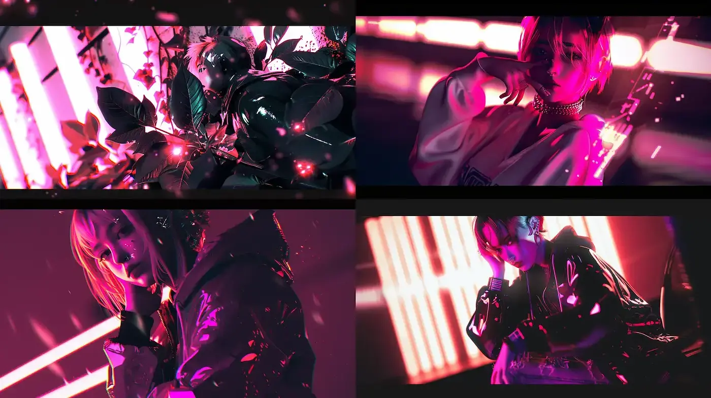 Futuristic and Dynamic Visual Style with Neon Influences - Midjourney sref style