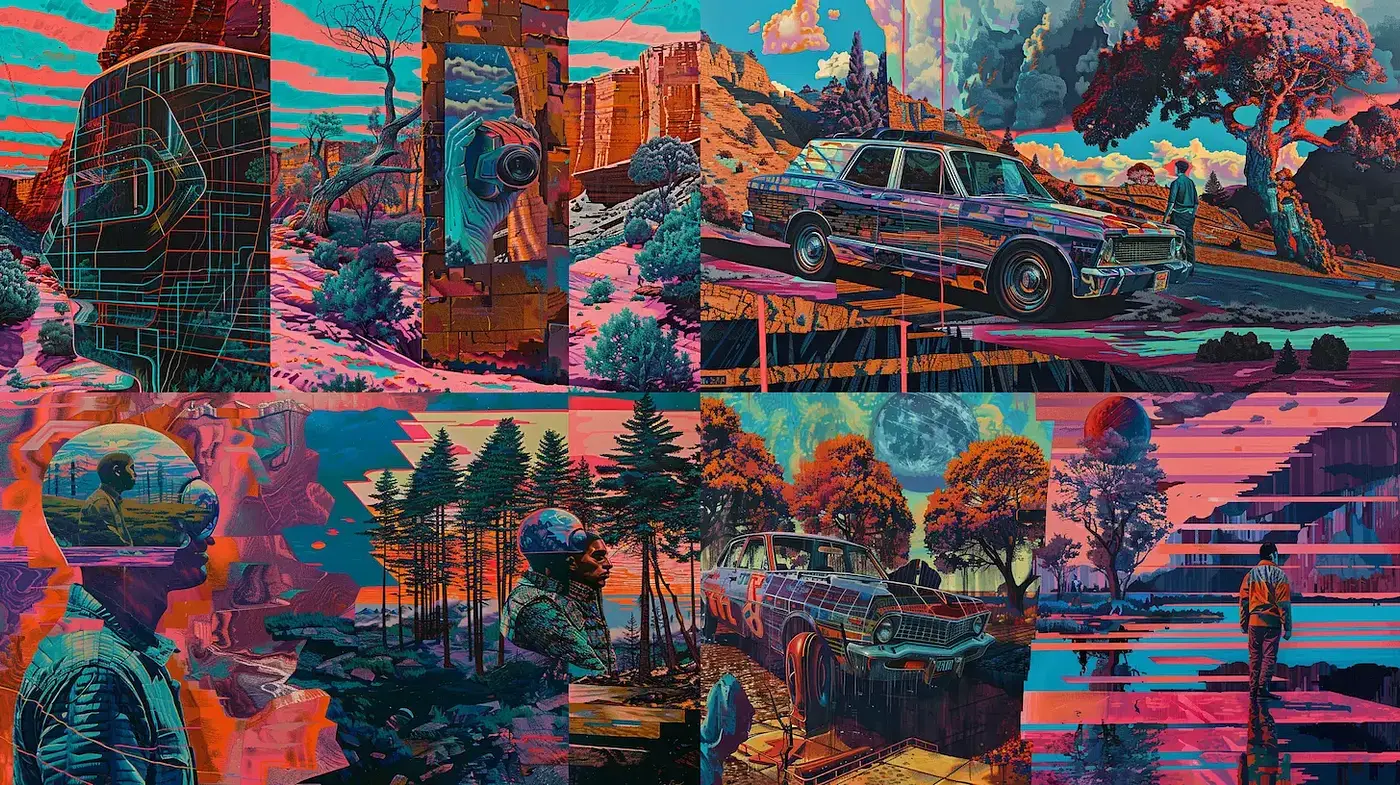 Synthetic Retrofuturism: A Bold Leap into Neon-Soaked Nostalgia - Midjourney sref style