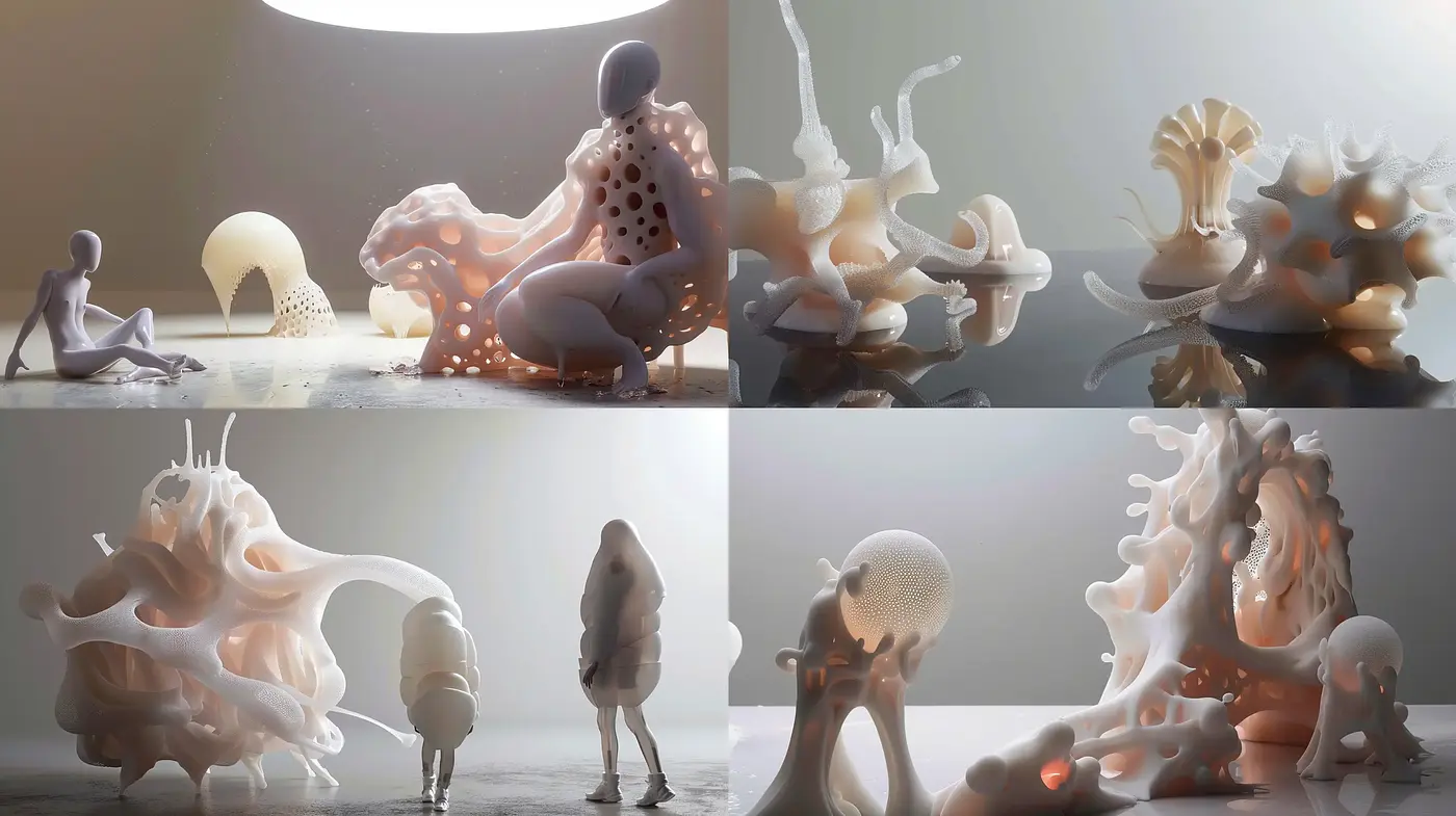 Ethereal Organic Dreamscape in Soft Monochrome - Midjourney sref style