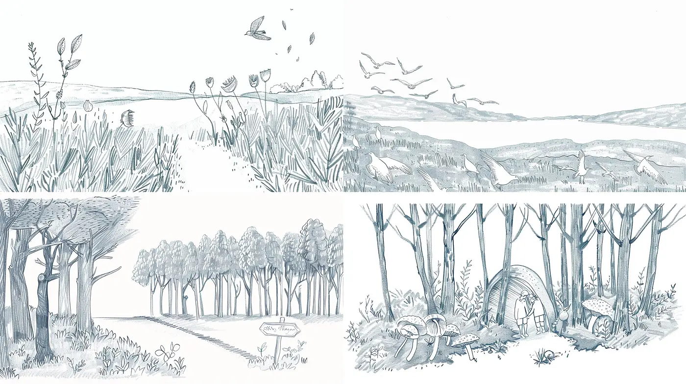 Ethereal Ink Wash Reverie: A Consistent Exploration of Monochromatic Panoramas - Midjourney sref style