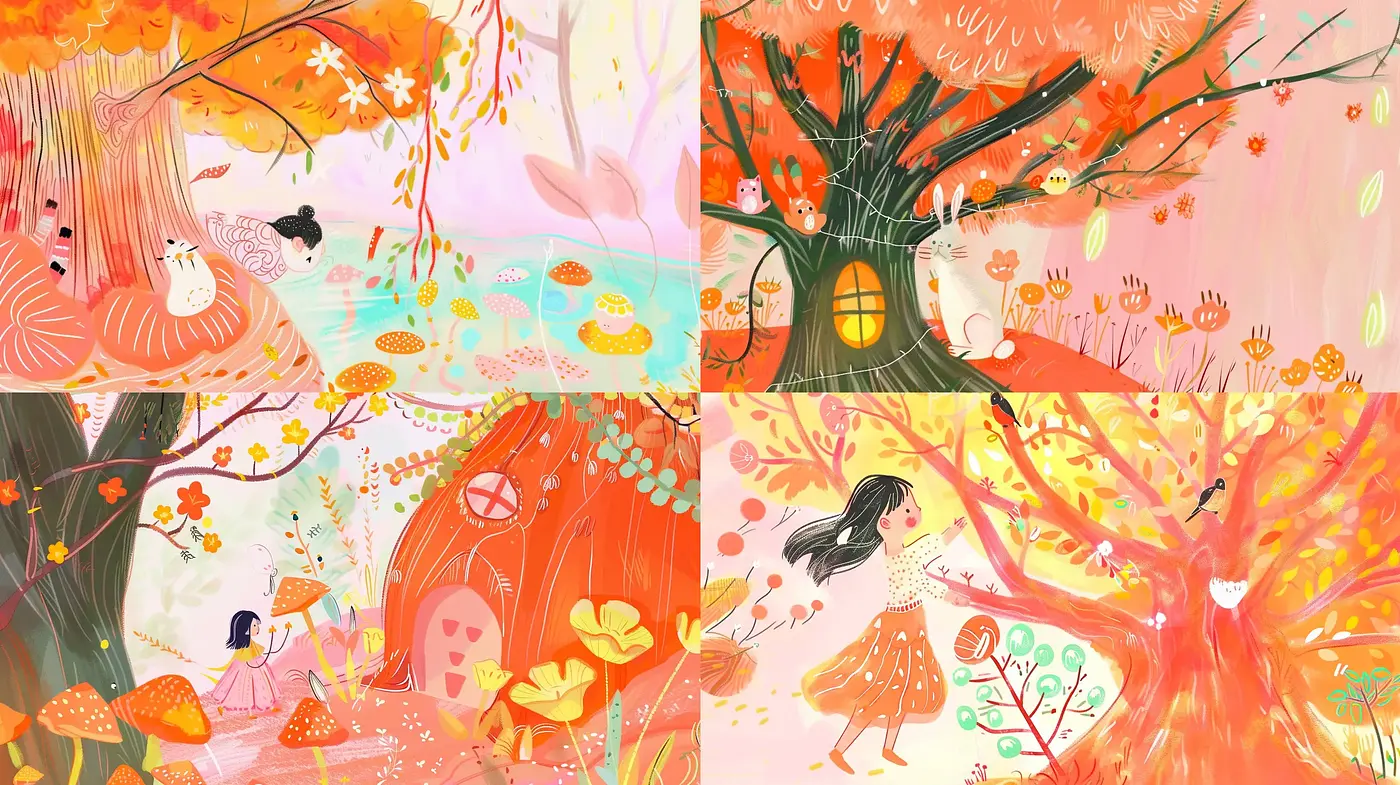 Enchanted Autumn Whimsy: A Dreamlike Fusion of Pastel Illustration and Fairytale Essence - Midjourney sref style
