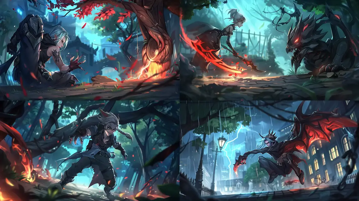 Dynamic and Atmospheric Fantasy Illustrations with High Contrast and Dramatic Lighting - Midjourney sref style