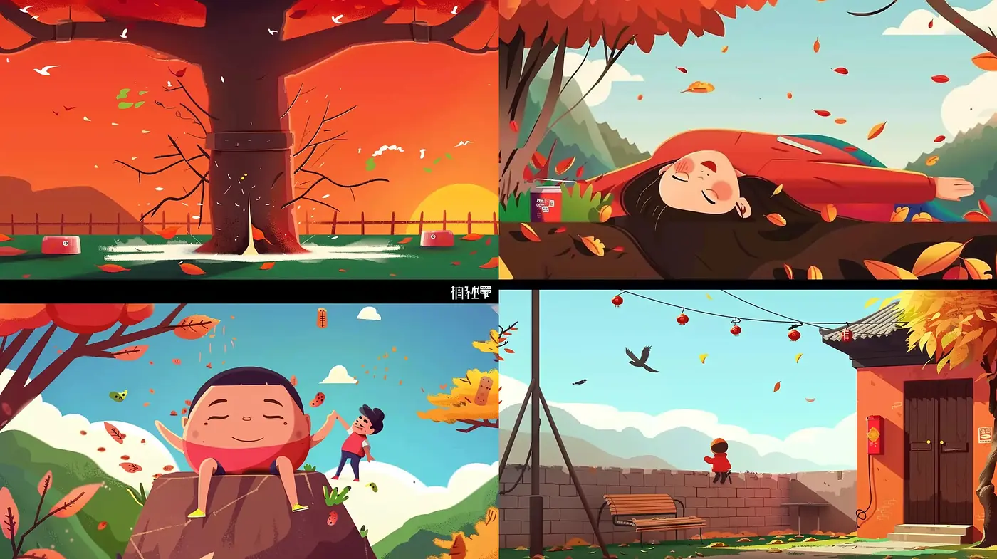 Warm Autumn Days: A Stylized Animation-Inspired Representation of Cozy Fall Vistas - Midjourney sref style