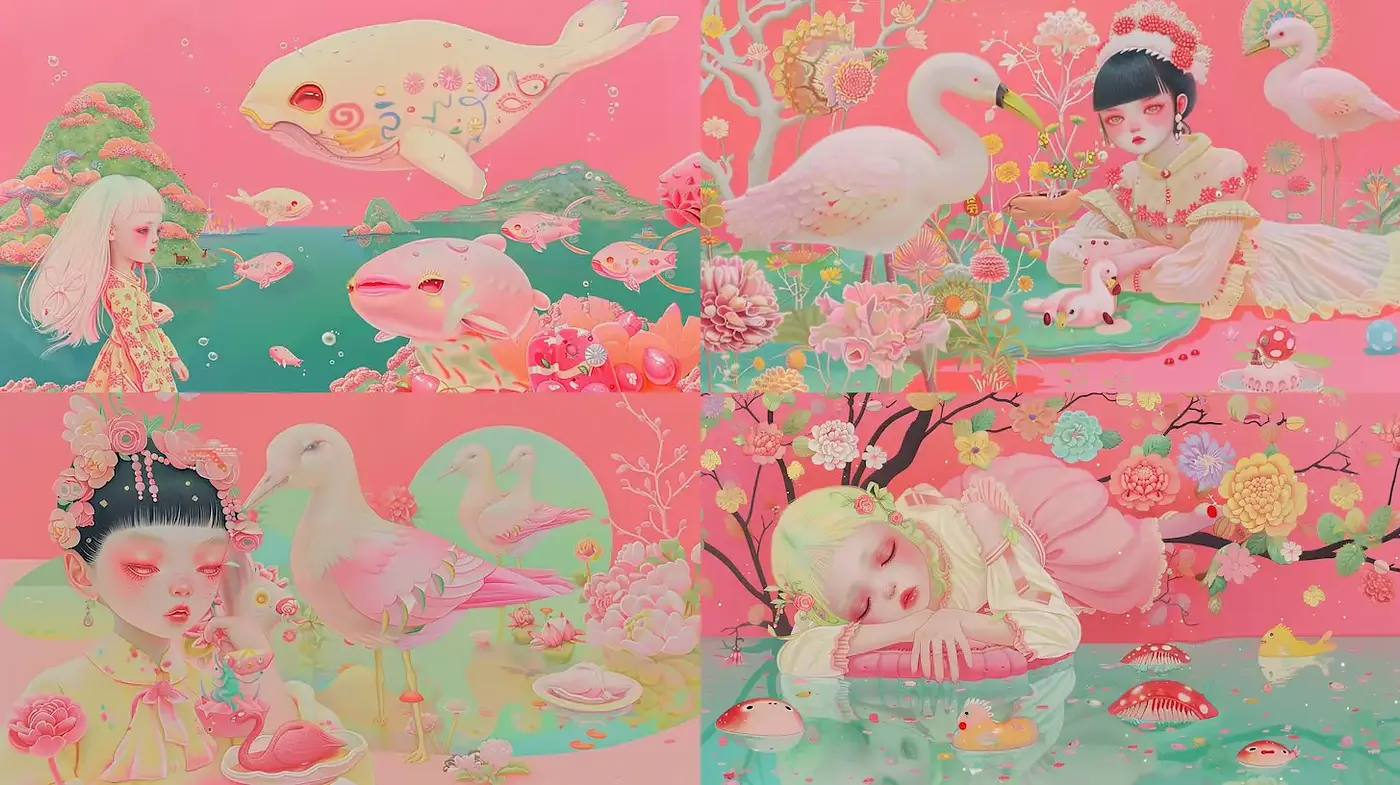 Whimsical and Dreamlike Aesthetics in Pastel Surrealism - Midjourney sref style