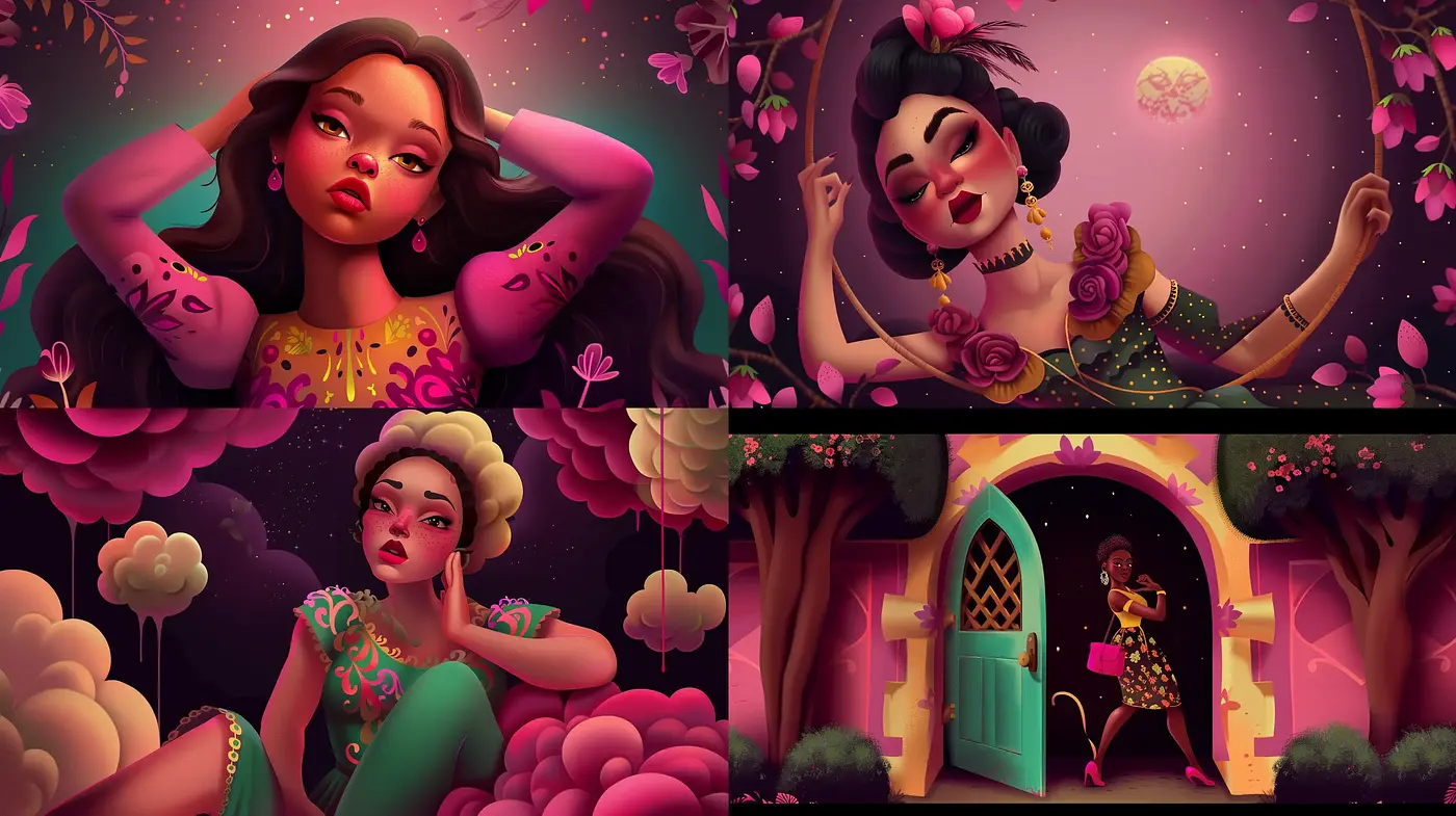 Whimsical Twilight Dreams in Enigmatic Purple Hues - Midjourney sref style